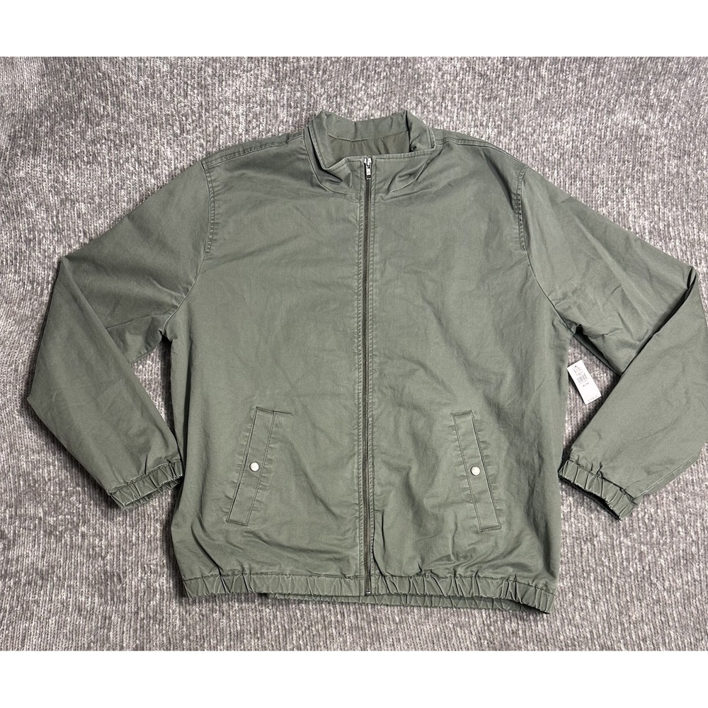 Gap Harrington Jacket Mens XL Olive Green Full Zip Cotton Blend Lightweight